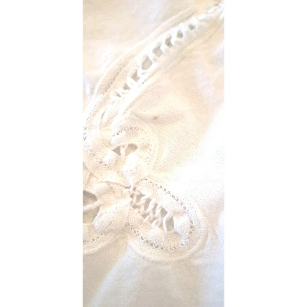 Vintage White Battenburg Lace Tablecloth 39